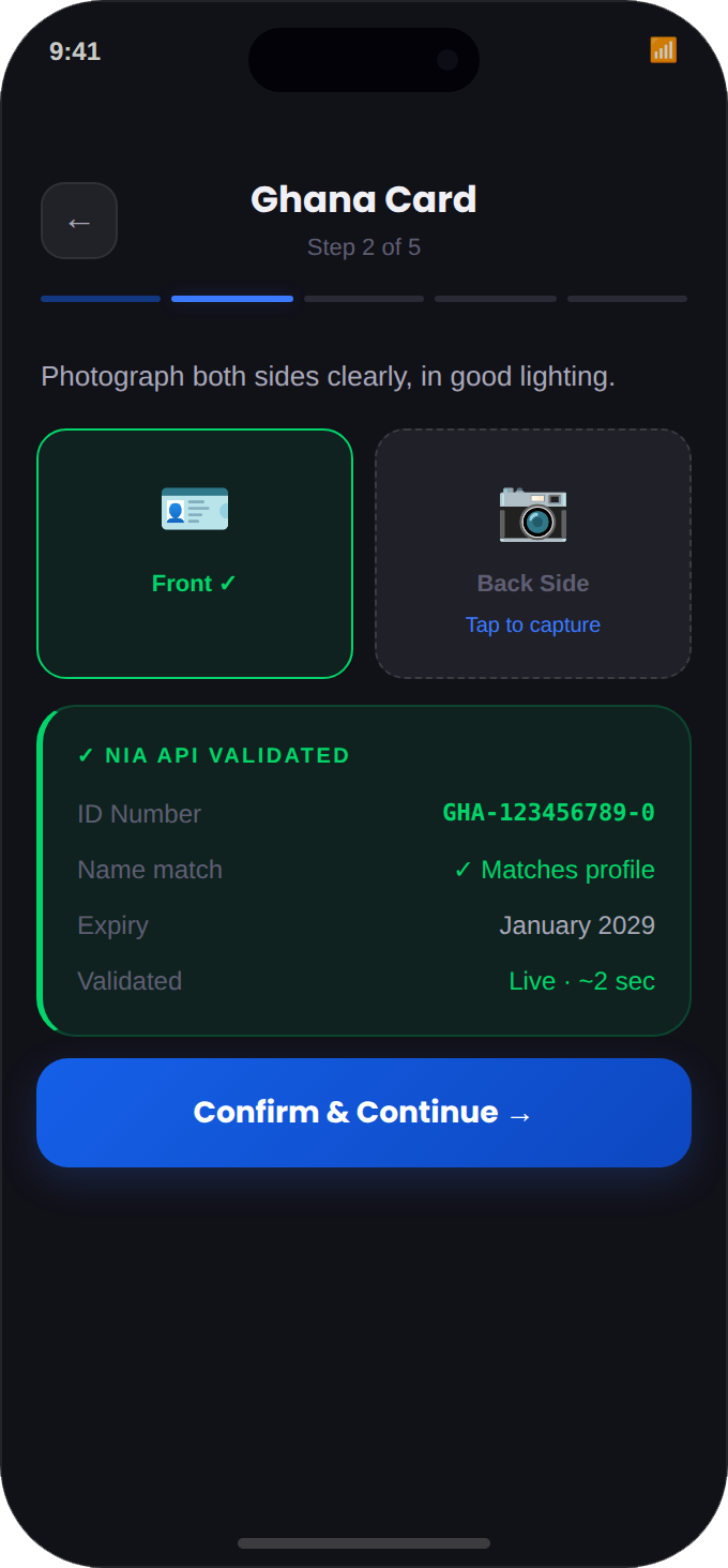 Driver app: Ghana Card verification